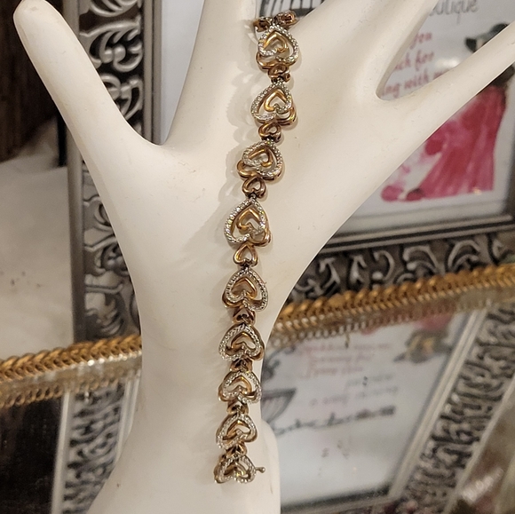 SUN ROSE GOLD-PLATED STERLING SILVER 7.50 INCH BRACELET DIAMOND X40 13.1G - Picture 13 of 14